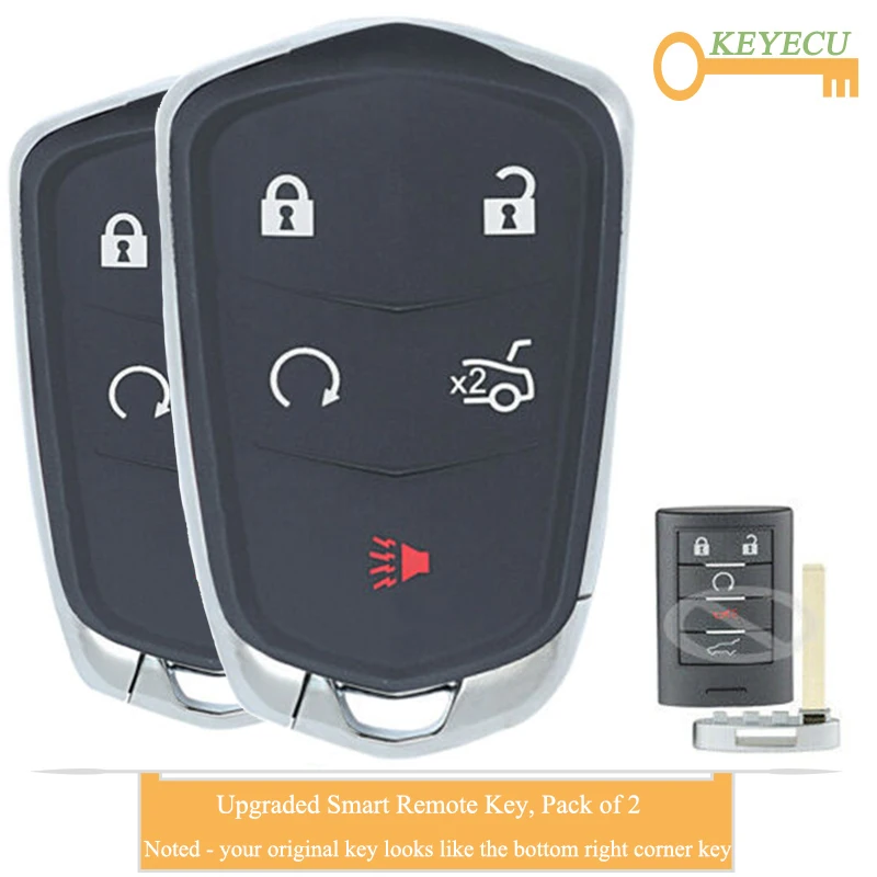 KEYECU 2 шт. обновленный умный дистанционный ключ приближения для Cadillac SRX 2010 2011 2012 2013