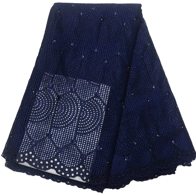 Free shipping (5yards/pc) high quality African dry cotton lace fabric navy blue Swiss voile for party dress CLP265 | Дом и сад
