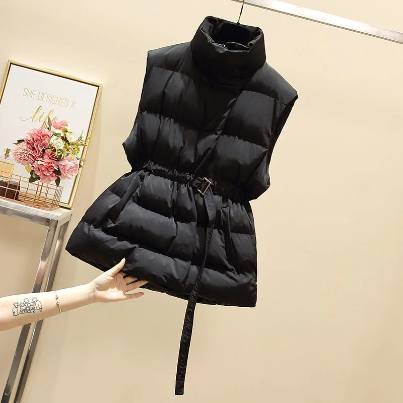 maxi puffer coat Winter 2021 Plus Size 2XL Women Vest New Harajuku Loose Vest Jacket Fashion High Waist Cotton Belt Vest Coat petite long puffer coat