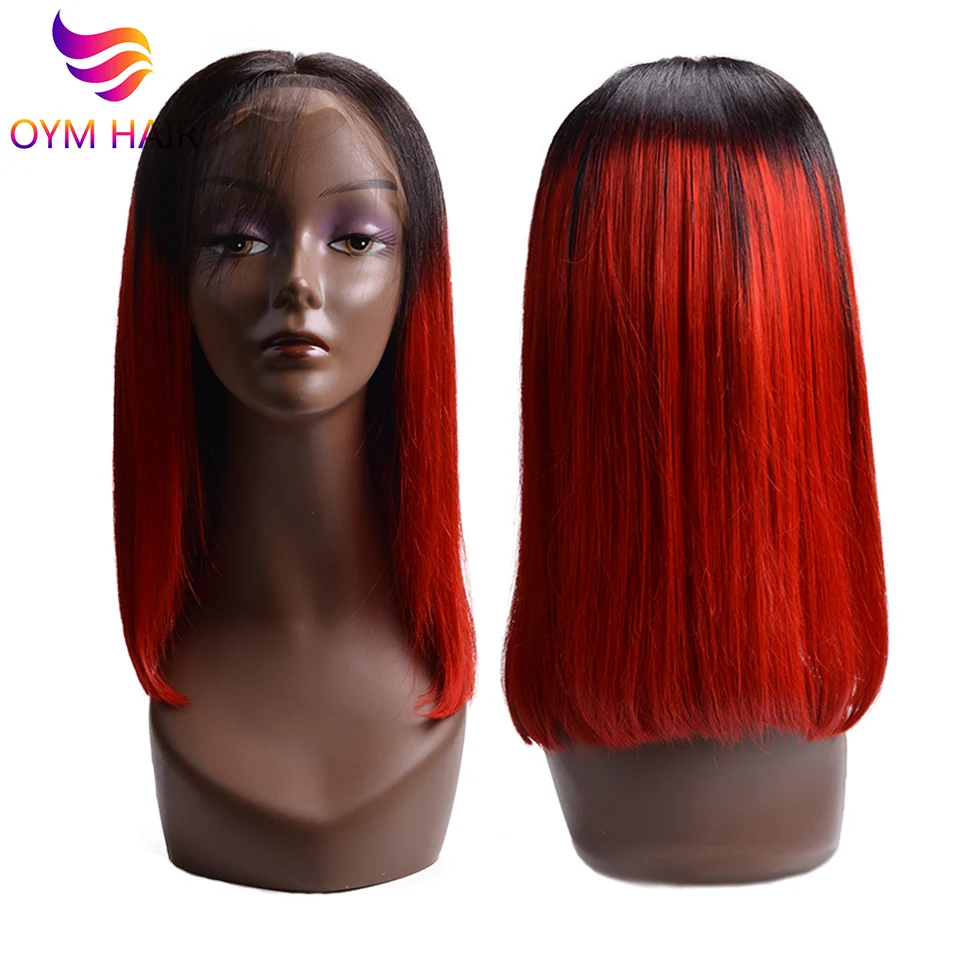 OYM волос 13x4 Синтетические волосы на кружеве человеческих волос парики для чернокожих Для женщин малазийские Волосы remy 150% короткие человеческие волосы парики с детскими волосами