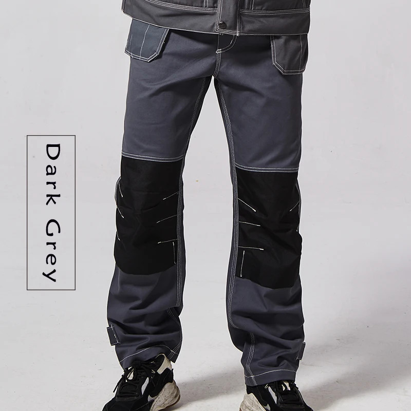 Bauskydd рабочая одежда B109 мужские безопасные рабочие штаны комбинезоны брюки хлопок Мульти Карманы рабочая одежда с наколенниками осень - Цвет: Dark Grey