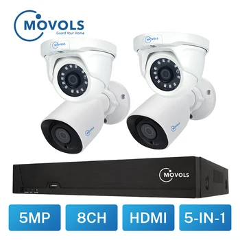 

Movols 5MP H.265 Video Surveillance Kit 8CH DVR Bullet/Dome security camera system Outdoor Indoor Waterproof Night Vision CCTV