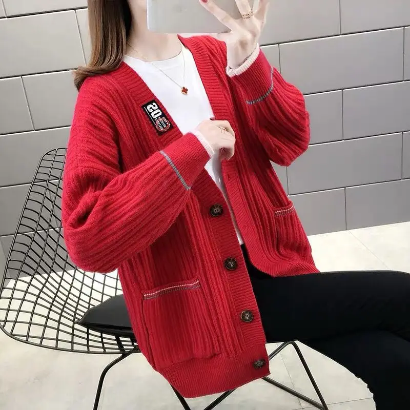 

Knitted Cardigan Sweater Jacket Women's lazy style loose top spring dress 2020 new women's fashion Korean style