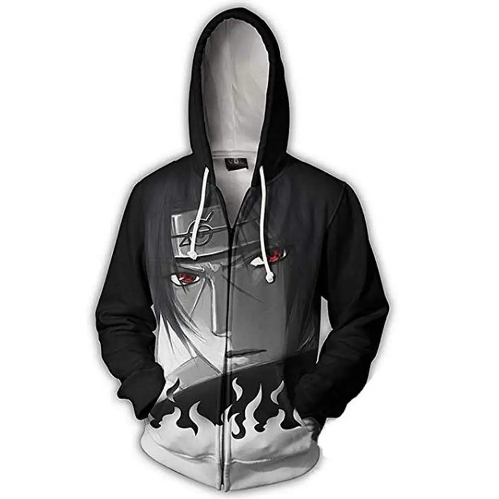 Наруто Akatsuki Итачи Какаши Косплей Костюм на молнии с капюшоном 3D печатных куртка толстовка модное пальто спортивная одежда повседневные толстовки