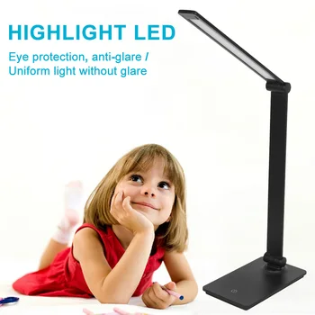 

Dimmable Desk Reading Light Foldable Rotatable Touch Switch Eye Protect LED Table Lamp DC5V USB Charging Port Beside Night Light