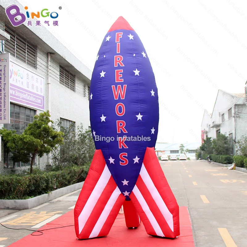 Decorative 4mH inflatable foguete model / inflatable rocket cartoon / inflatable star pattern rocket model toy