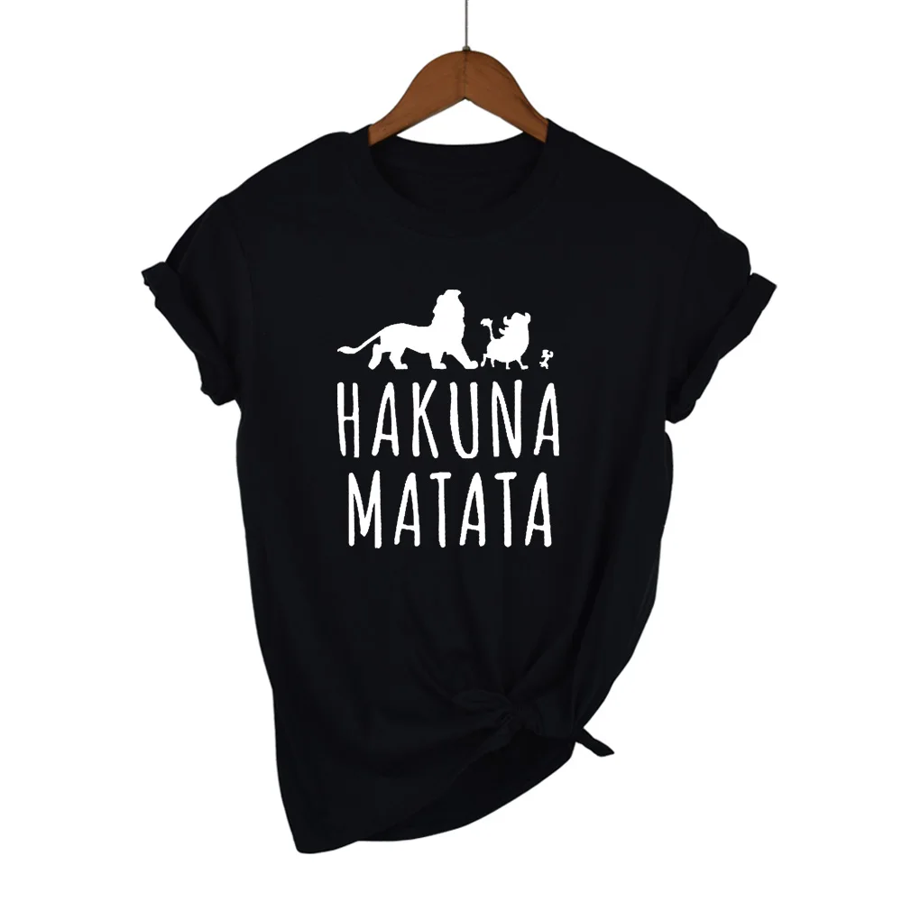 Новинка, футболка s для женщин, Hakuna Matata, Ulzzang, принт Король Лев, футболка для отдыха, круглый вырез, короткий рукав, футболка