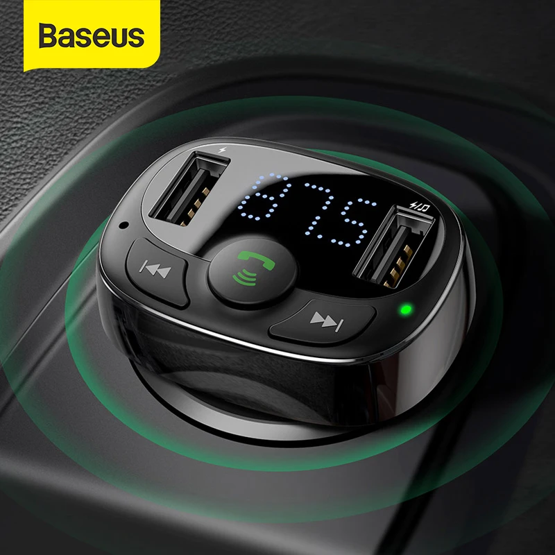 Baseus Dual USB Автомобильное зарядное устройство с fm передатчиком Bluetooth Handsfree FM