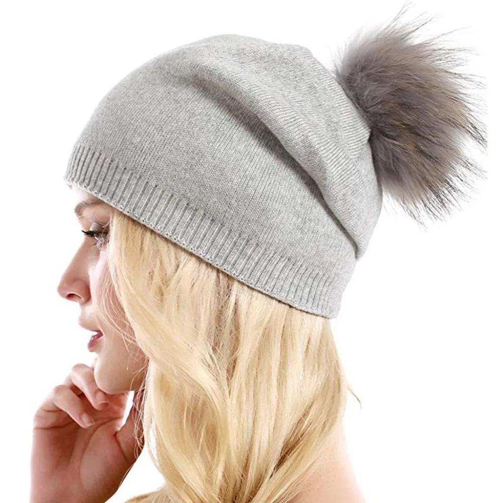 Женская вязаная шерстяная теплая Шапка-бини, зимняя вязаная эластичная кашемировая шапка с помпонами, шапка, головной убор s