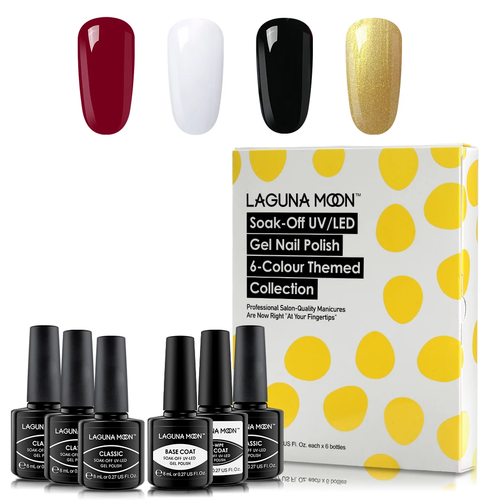 Lagunamoon 6pcs/kit Gel Nail Polish Set Elegant lace collection Semi Permanent UV LED Lamp Enamel Varnish GelLak Lucky Lacquer - Цвет: Elegant lace set