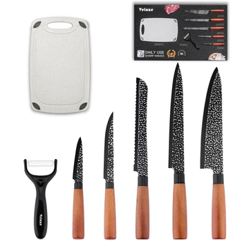 

Velaze 7-Piece Professional Kitchen Cooking Chef Knives Set High Carbon Stainless Steel Non-Stick Coating Knife Set with Giftbox
