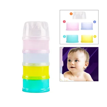 

1 Set Portable 4-Layer Twist-Lock Stackable BPA Free Formula Dispenser Storage Container Milk Powder Dispenser for Family