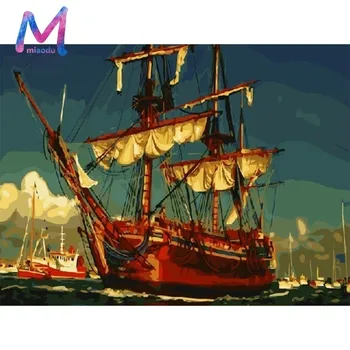 

MIAODU New Arrivals 5D Diamond Painting Full Square Sailboat Diamond Mosaic Scenic Diamond Embroidery Cross Stitch Resin Drill