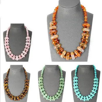 

High Quality Natural Stone Necklace Jewelry Smooth Beads Knotted Style 55cm wk227