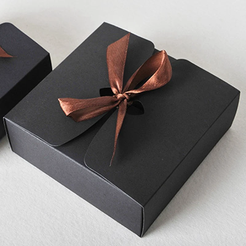 Black Крафт-коробки с лентой, свадебные коробки, подарочные коробки для детского душа, подарочные коробки для вечеринок 30 шт./лот - Цвет: Black