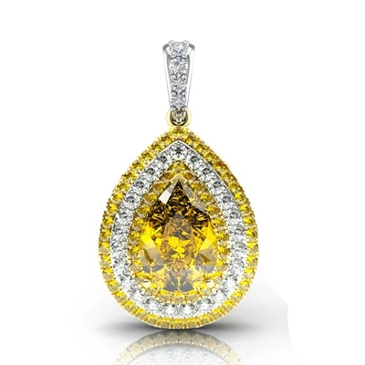 yellow necklace PANSYSEN, роскошный большой драгоценный камень, цитрин, свадебный набор украшений для женщин, настоящее 925 пробы, серебро, Engagemen, ожерелье, серьги, кольцо - Цвет камня: yellow necklace