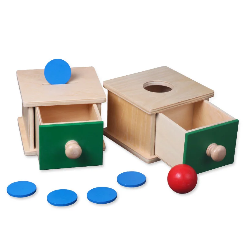  Infant Toddler Montessori Materials Kids Toy Baby Wooden Coin Box Ball Matching Box Learning Educat