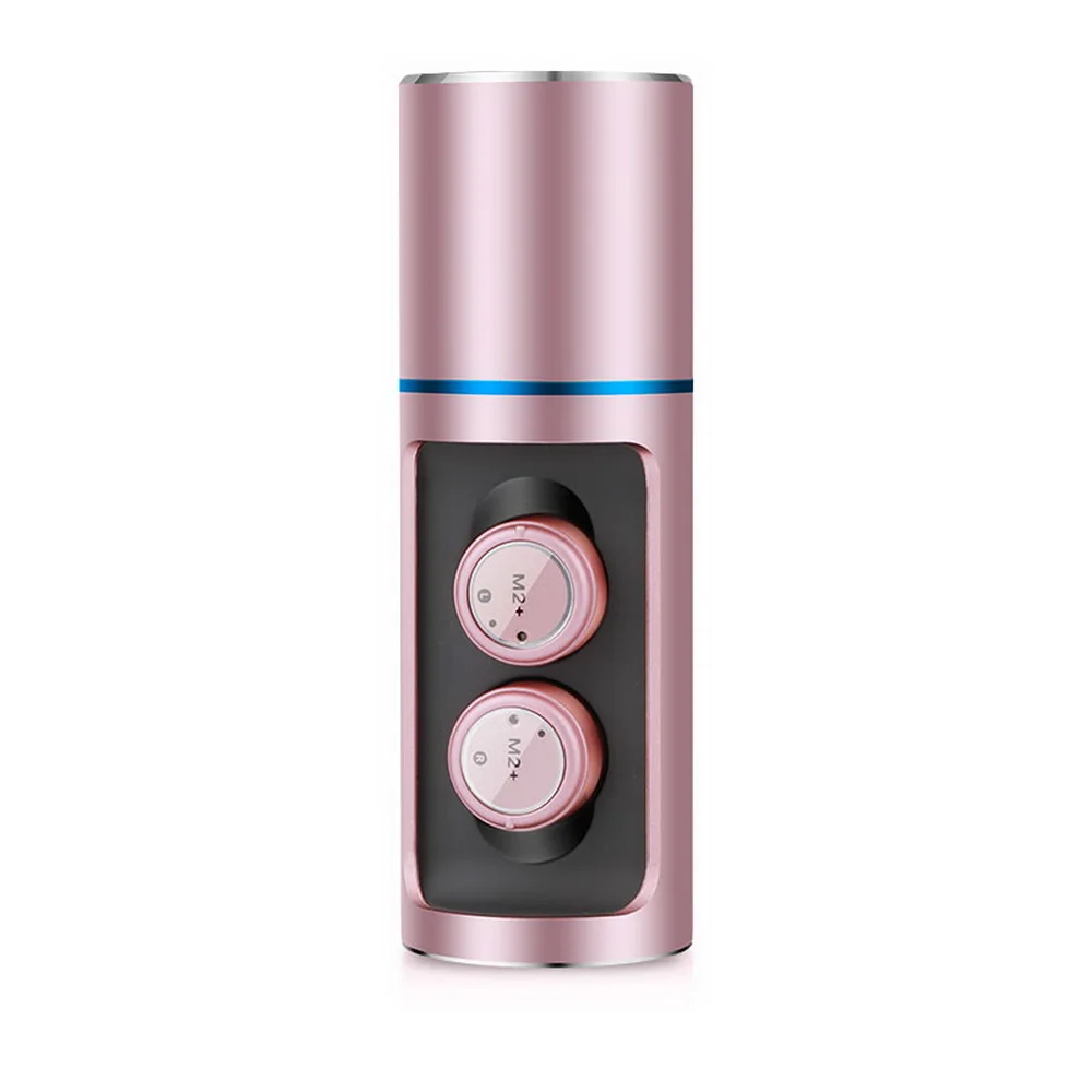 M2 TWS настоящий беспроводной наушник мини Bluetooth наушники спортивный динамик Близнецы стерео микрофон гарнитура hifi для смартфона - Цвет: Розовый