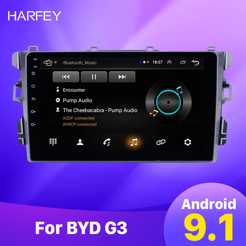 Harfey 9 дюймов Android 9,1 Автомобильный gps радио для BYD G3 Bluetooth AUX музыка HD сенсорный экран поддержка Carplay камера заднего вида TPMS DVR OBD