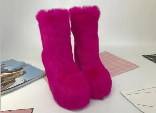 As Pic Зимние сапоги; женские теплые сапоги до середины икры; Bota Feminina; Botines Mujer Chic stivali donna Leopard Botas Mujer; женская обувь на танкетке - Цвет: As Pic