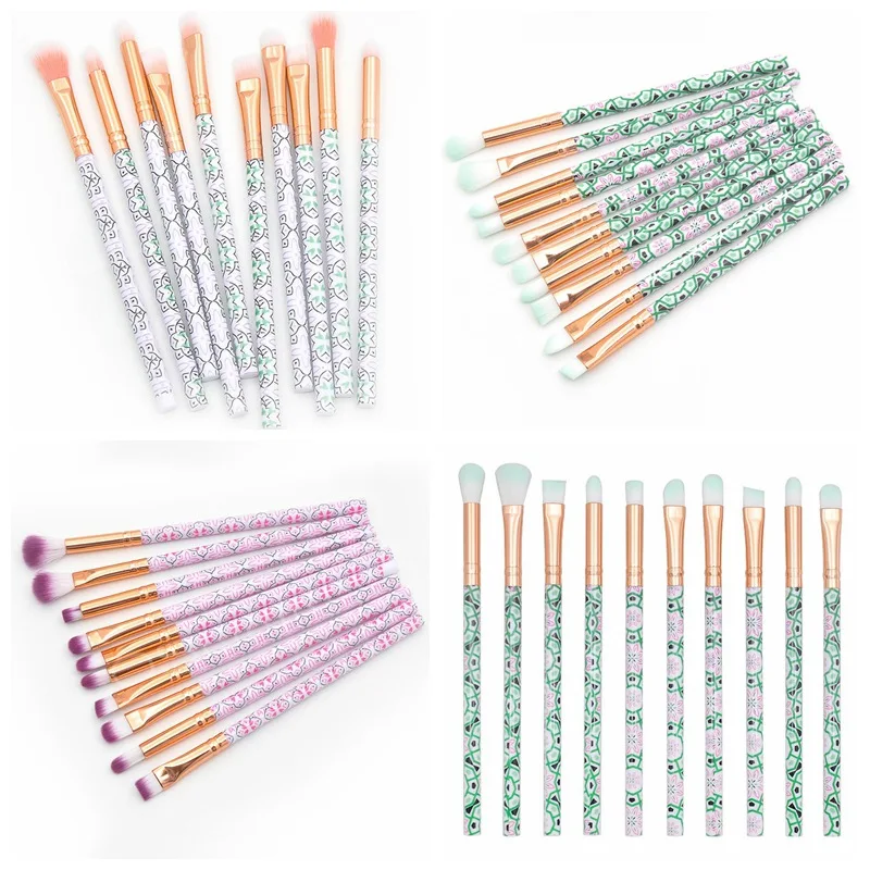 

10 Pcs Marble Eye Makeup Brushes Kit Foundation Brush Blush Brush Eyeshadow Eyelash Eyebrow Brush Set