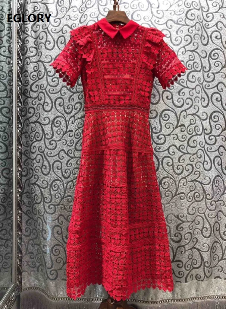 Сексуальное платье с открытой спиной, весна-лето, модные женские вечерние платья средней длины с вышивкой и коротким рукавом Красного цвета
