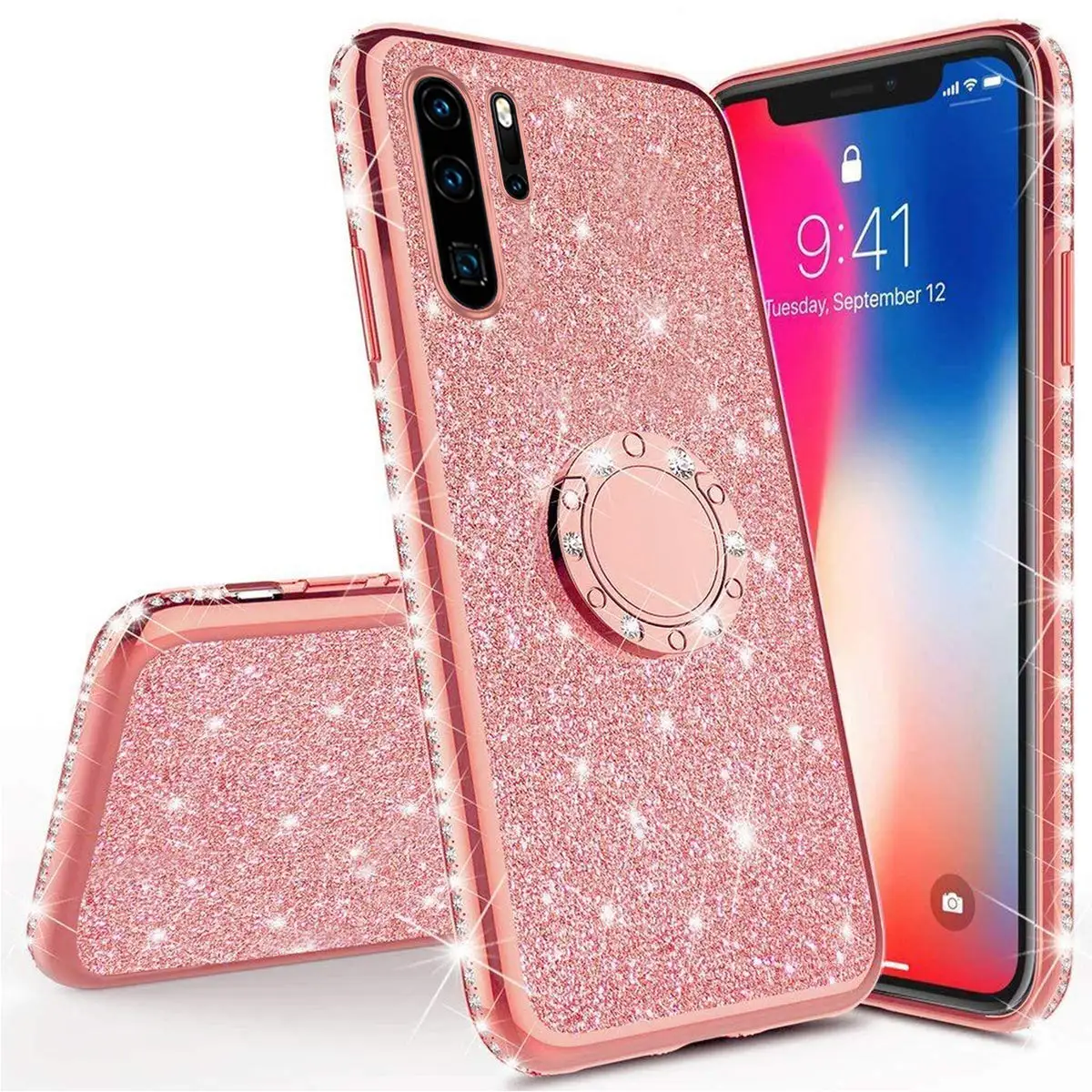 Палец кольцо с бриллиантом чехол Honor 7A 8A 7C 8C 7X8X9X8 S 10i 10 Lite 20 Pro Чехол блестками для