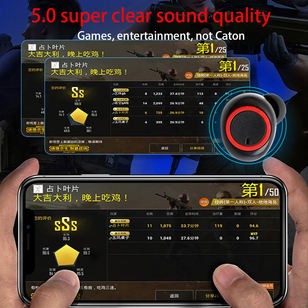 TWS Bluetooth 5 0 Earphones With Charging Box Wireless earphone Stereo Sports Waterproof Touch Control Earbuds Headsets With Mic