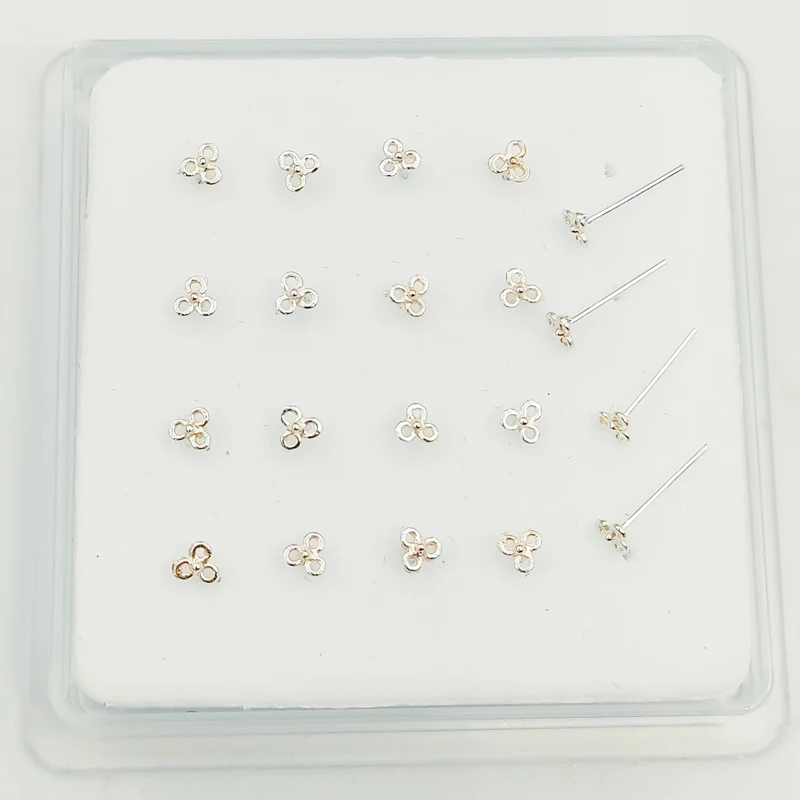 

925 sterling silver small flower Neus Stud fashion unisex pircing nariz plata 20pcs/pack