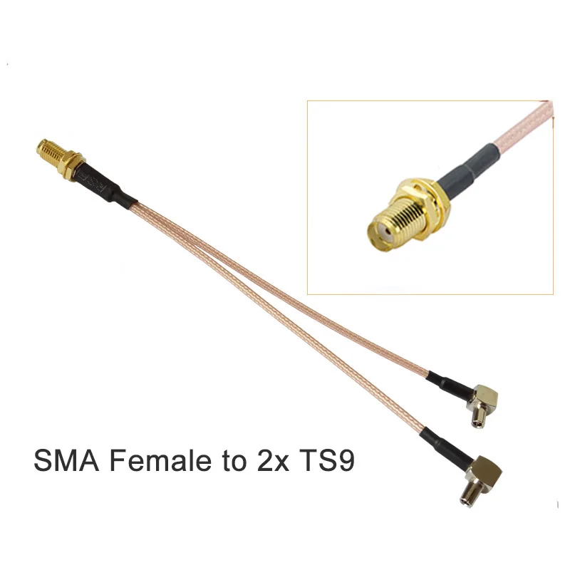 1 шт. антенный Удлинительный кабель SMA Female to 2 X TS9 коннектор разветвитель Y Тип кабель Pigtail для HUAWEI/zte 3g/4G модем антенна
