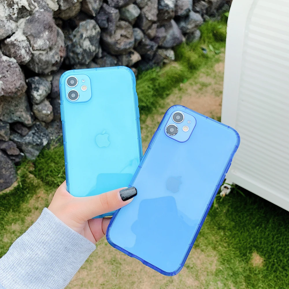 Colorful Transparent Shockproof Frame Phone Case for IPhone 11 Pro X XS XR Max 10 8 7 6 12 Plus Soft TPU Protection Back Cover
