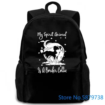 

My Spirit Animal Is A Border Collie Design Novelty Black Style women men backpack laptop travel school adult student
