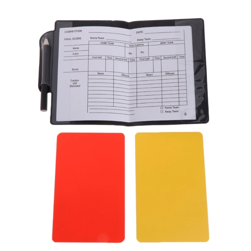 1/2Pc Soccer Football Referee Wallet Red Card And Yellow Card Pencil Notebook HQ 