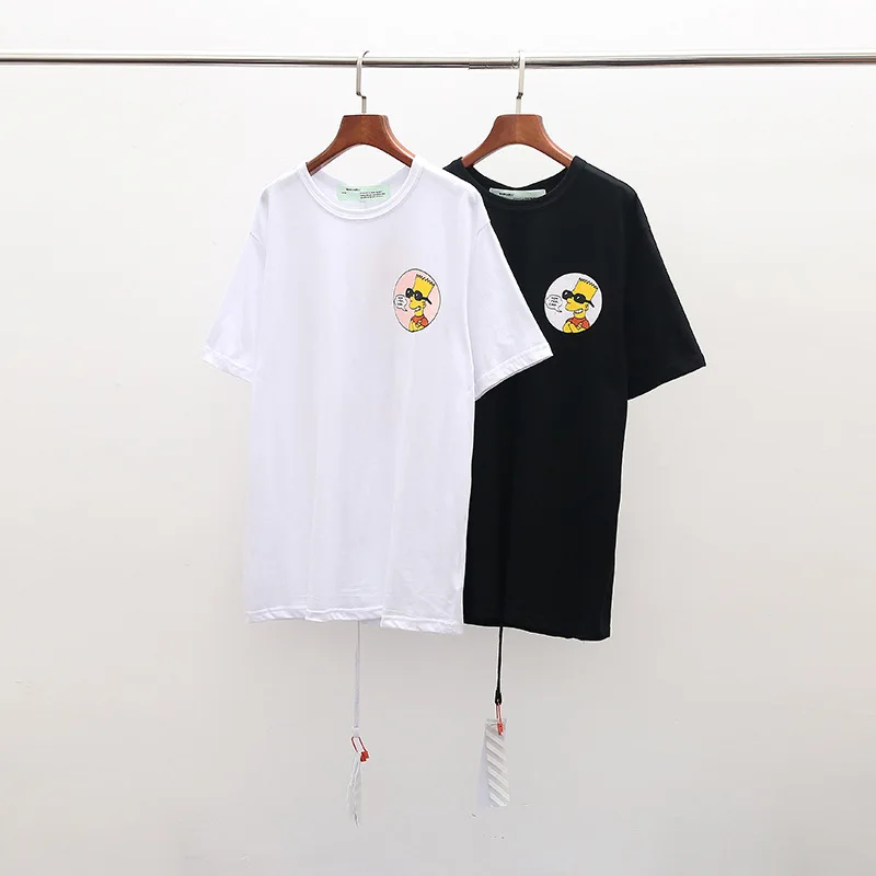 Off-white Симпсон Скейтбординг улица OW хип хоп свободная футболка с коротким рукавом мужская пара