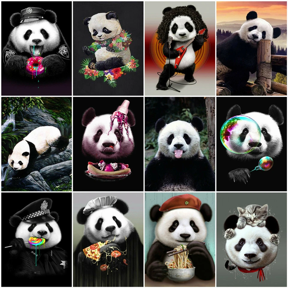 AZQSD Unframe Oil Painting By Numbers Animal Unique Gift Acrylic Paint DIY Coloring Panda Decor Fo Home | Дом и сад