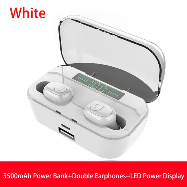 Double LED white G6S наушники-вкладыши Tws Bluetooth 5,0 Беспроводной наушники 8D стерео туры Беспроводной наушники гарнитура с 3500 мАч светодиодный Дисплей Мощность банк наушники - Цвет: Double LED white