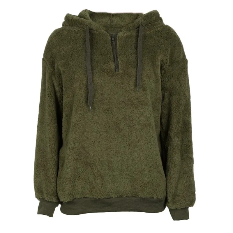 Women Hoodies Collar Long Sleeve Zipper Hoody Loose Warm Winter Autumn Hoodie Loose Tops