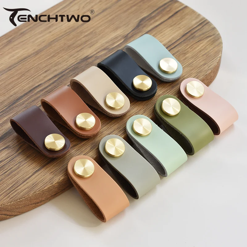 10 цветов кожаная ручка для шкафа и комода ручки ящика двери латунная