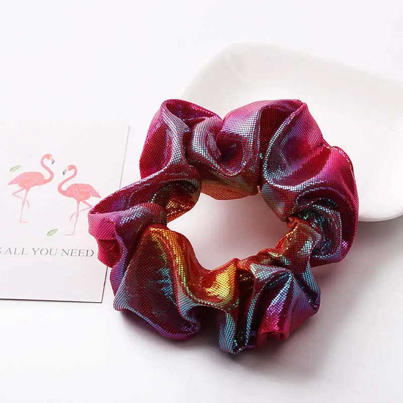 1Pcs Shiny 2Color Hair Band Gradient Laser splicing Fabric Hairbands Hair Scrunchies Girls Punk Style Personality Hair Yoga - Цвет: 06