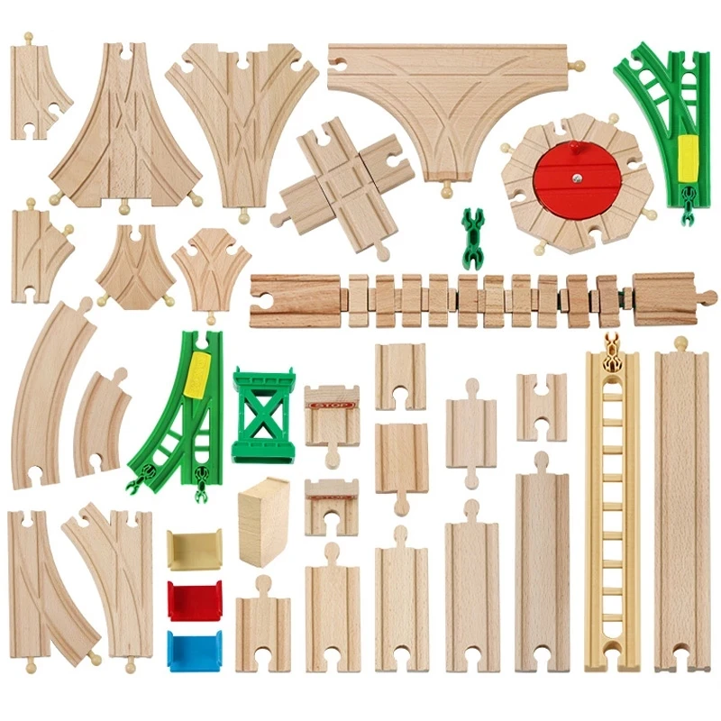 

New All Kinds Wooden Track Parts Beech Wooden Railway Train Track Toy Accessories Fit Biro All Brands Wood Tracks Toys for Kids