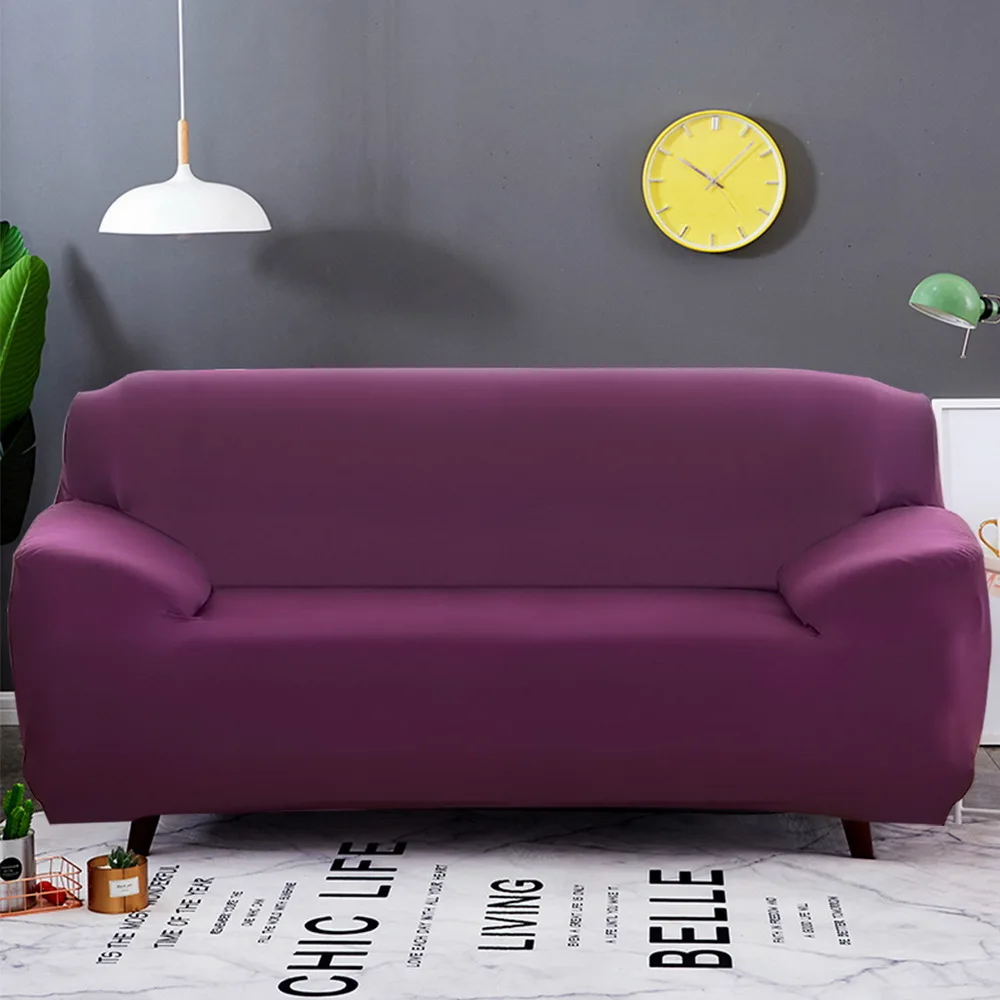 candy purple Сплошной цвет эластичный чехол для дивана хлопок все включено стрейч чехол для дивана диван полотенце чехол для дивана для гостиной 1 шт - Цвет: candy purple