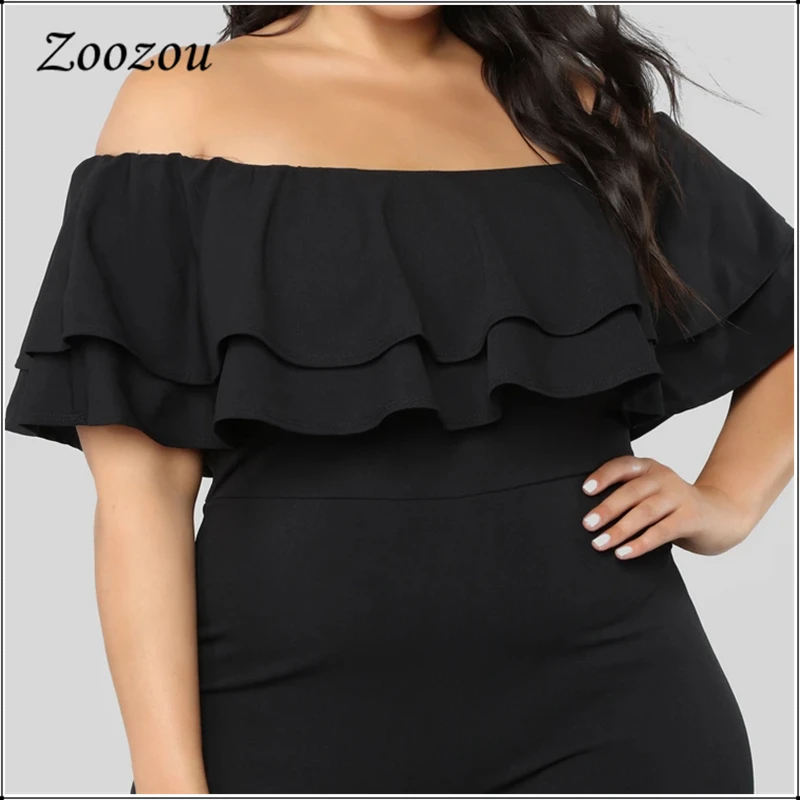 Fora do Ombro Preto sem Alças Elegante Duplo Plissado Macacões Tamanho Grande Perna Larga Solta Macacão Feminino Elástico Personalizado 8 High Quality Moda Feminina