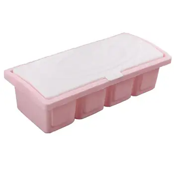 

Kitchen Seasoning Box 4 Spice Seasoning Storage Box Container with Cover and Spoon Kitchen Seasonings Tools Pink 1PC