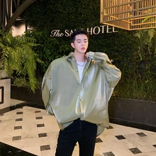 MIXCUBIC осень британский стиль Ретро Индивидуальность драпировка рубашки мужские повседневные свободные Контурные рубашки с буфами на рукавах для мужчин