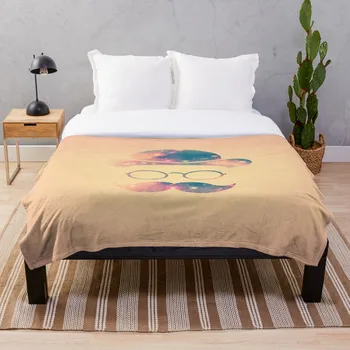 

Retro Face With Moustache And Glasses Univ Throw Blanket Soft Sherpa Blanket Bed Sheet Single Knee Blanket Office Nap Blanket