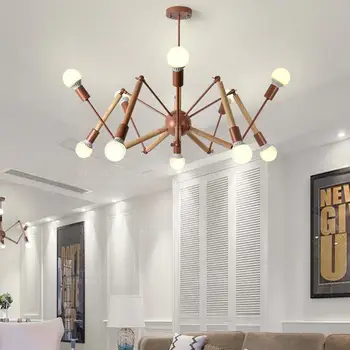 

White Wooden Spider chandelier lighting E27 modern loft nordic kitchen chandelier dining room bedroom living room foyer lights 4