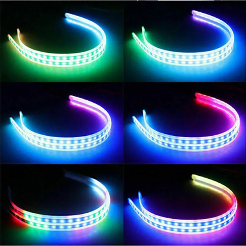 2 шт. RGB LED DRL Дневной светильник последовательного течет мульти Цвет Светодиодные