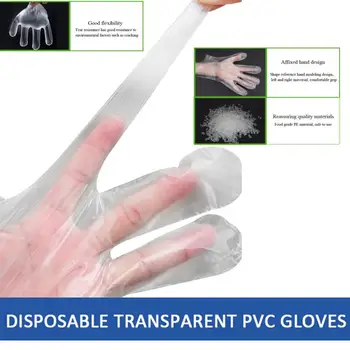 

100pcs Disposable Gloves One-off Plastic Gloves Restaurant BBQ Transparent Eco-friendly PE Gloves Kitchen Garden Accessories