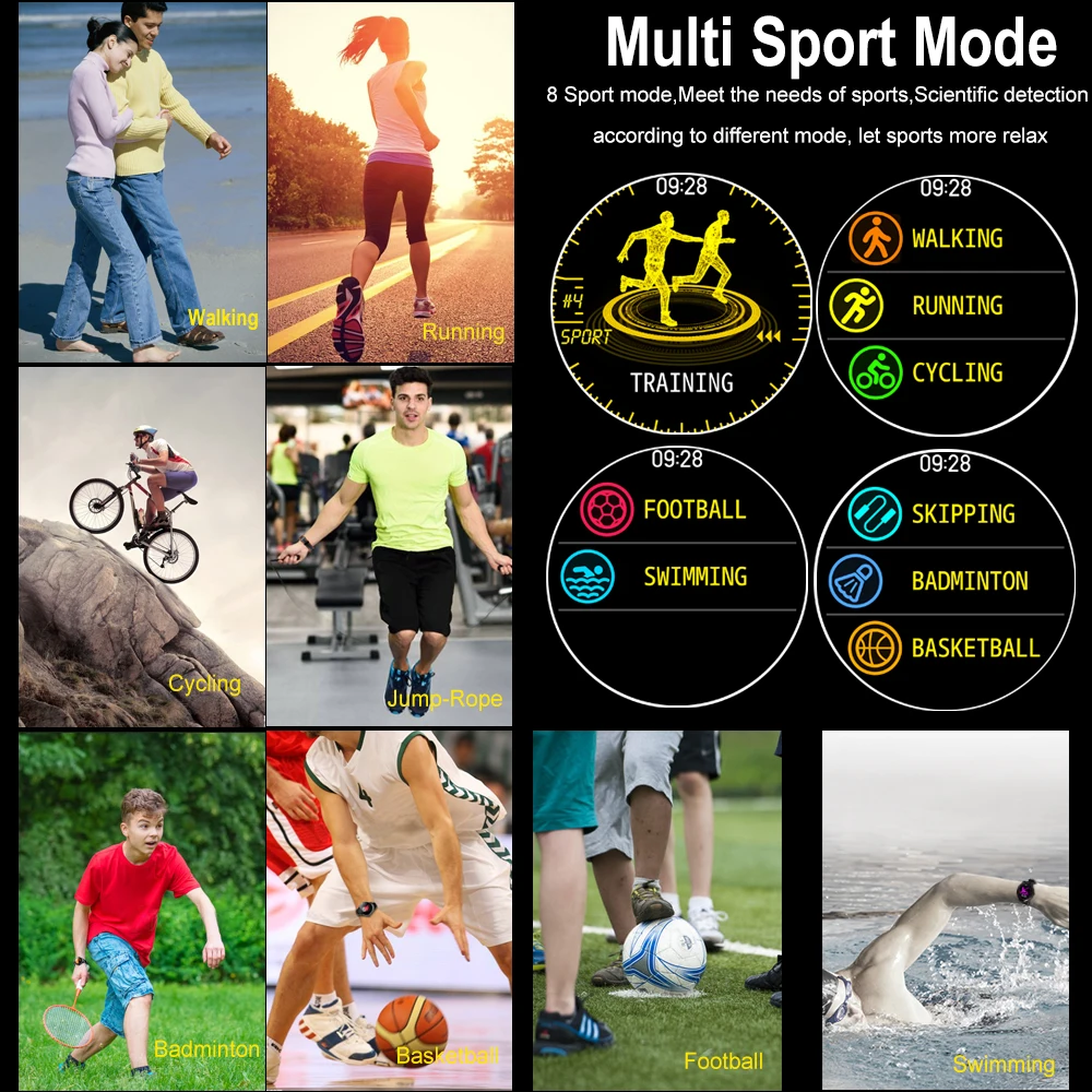  Time Owner Smart Watch 1.3 inch Full Circle Touch Screen IP68 Waterproof Heart Rate Sleep Monitor S - 4000163683624