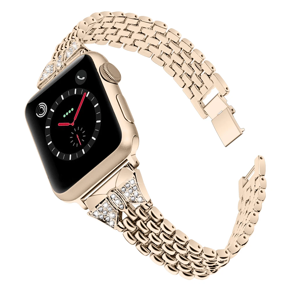 Женский роскошный браслет для Apple Watch Band 38 мм/42 мм из нержавеющей стали регулируемый ремешок для часов ювелирные изделия для iwatch 5/4/3/2/1